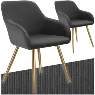 tectake Esszimmerstuhl Küchenstuhl Marilyn, Cordoptik, gepolstert (Set, 2 St), Große Sitzschalen mit durchgehender Arm- und Rückenlehne