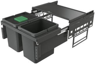 Abfallsorter COX Base 360 K/600-2 anthrazit mit Biodeckel / 60 cm Schrankbreite / Abfalleimer / Abfallsammler / Mülleimer
