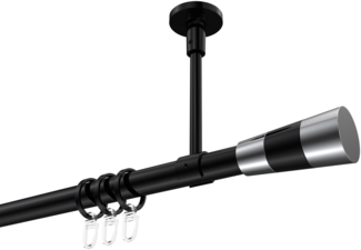 Gardinenstangen-Set Sonette Tanara 480 cm (geteilt in 3 x 160 cm), 1-läufig, 20 mm Ø Schwarz