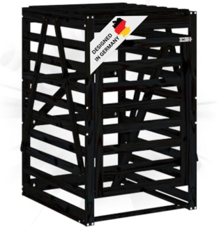 DELUKE® 1er Mülltonnenbox Kiefernholz BOUMI 84x90x128,5cm Schwarz Mülltonnenverkleidung für 1 Tonne Müllbox aus Holz Mülltonnenschutz Mülltonnendach