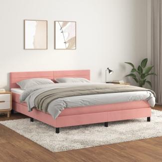 vidaXL Boxspringbett mit Matratze Rosa 160x200 cm Samt 3141376