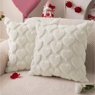 CLTYQ Kissenbezüge Valentinstags-Kissenbezüge,45 x 45cm, 2 Stück, Dekokissen, weiches Plüsch-Kunstfell,Herzmuster, für Schlafzimmer, Sofa,Festivals