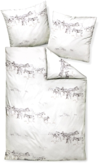 Janine Mako-Satin Bettwäsche 155 x 220 cm 80 x 80 2 teilig moments 98110-07-512 naturell grau