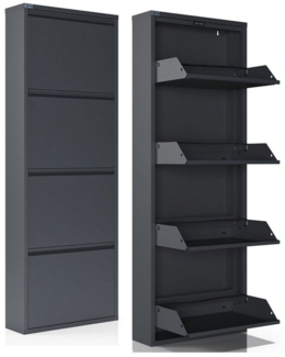 Kaufexpress GmbH Schuhschrank Metall-Schuhregal mit 4 Klappen – schmal, platzsparend & montiert Modern, robust & platzsparend – ideal für Flur, Diele oder Garderobe