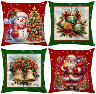 BTTO Kissenbezüge Weihnachten Kissenbezüge Quadratisch Zierkissenbezug,4er Set, 45x45cm, (4 Stück), für Dekokissen Deko,Weihnachten Bett Sofa Deko Sofa Schlafzimmer Couch