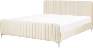 Bett mit Lattenrost LUNAN 180 x 200 cm Samtstoff Helles Beige