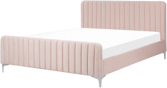 Bett mit Lattenrost LUNAN 160 x 200 cm Samtstoff Pastellrosa