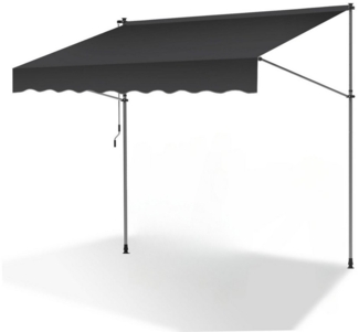 Clanmacy Klemmmarkise Klemmmarkise 200cm Balkonmarkise Markise ohne Bohren Grau