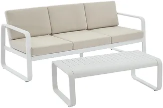 Vente-unique - LOMIA Gartensitzgruppe Metall Weiß - B 81,5 cm x H 81,5 cm x L 195 cm