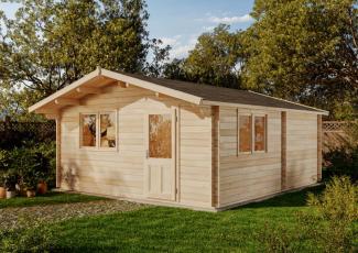 Alpholz Gartenhaus Eko Gartenhaus aus Holz in Braun Holzhaus mit 44 mm Wandstärke Blockbohlenhaus mit Montagematerial