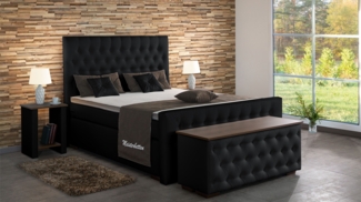 Meisterbetten Boxspringbett Tela 100x220 in KL-Black, Matratzenbezug Nano, Ergoflex-Topper