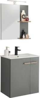 Places of Style Badmöbel-Set SOLiD, Badmöbel-Set, Bad im modernen Design, 2-teiliges Badezimmer, (2-St), Waschtisch mit Waschbecken, Spiegel, Aufbauleuchte, Breite 60 cm