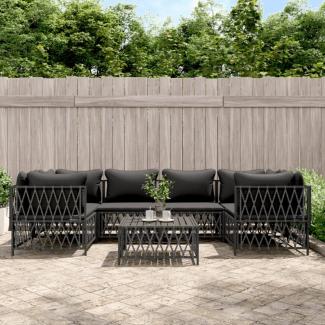 vidaXL 7-tlg. Garten-Lounge-Set mit Kissen Anthrazit Stahl