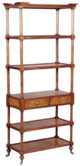 Casa Padrino Luxus Jugendstil Bücherschrank Braun / Dunkelbraun 81 x 40 x H. 182 cm - Regalschrank mit Rollen und 2 Schubladen