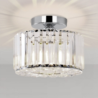 POPOLIC Deckenleuchte Pendelleuchte, Moderne Kristall Kronleuchter mit Glas Lampenschirm, Semi Unterputz Deckenleuchte für Wohnzimmer, Schlafzimmer, Esszimmer