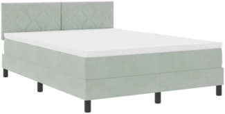 vidaXL Boxspringbett mit Matratze Hellgrau 140 x 200 cm Samt 3342722