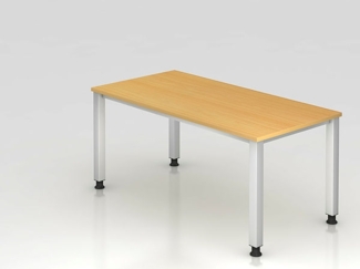 Schreibtisch QS16 4Fuß eckig 160x80cm Buche Gestellfarbe: Silber