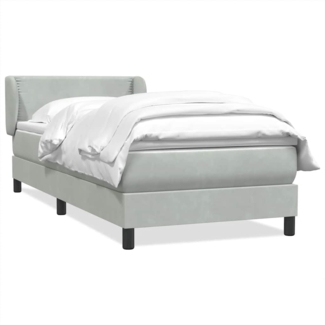 vidaXL Boxspringbett mit Matratze Hellgrau 90x220 cm Samt 3317469