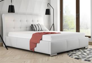 Polsterbett Bett Doppelbett MATTIS Kunstleder Weiss 140x200 cm