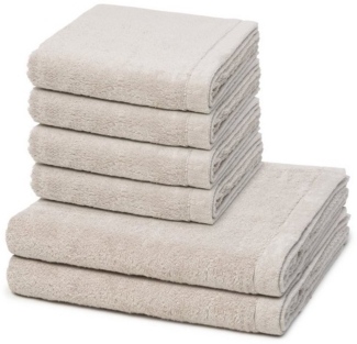 Cawö Lifestyle 6 tlg. Frottier-Set - 4 X Handtuch (50 X 100cm), 2 X Duschtuch (70 X 140cm) - 520 g/m2 - Travertin
