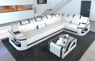 Sofa Dreams Ecksofa Ledersofa Padua L Form Mini, Designersofa, Sofa mit Licht und USB