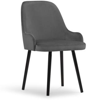 Micadoni Samtstoff Stuhl Flint | Bezug Dark Grey | Beinfarbe Black Beech Wood