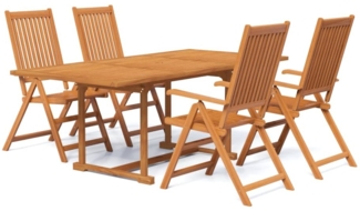 vidaXL 5-tlg. Garten-Essgruppe Massivholz Akazie 3079637