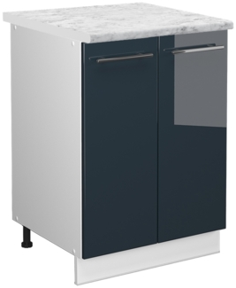 Küchenunterschrank Fame-Line Dunkelblau Hochglanz 60 cm , AP Marmor Vicco