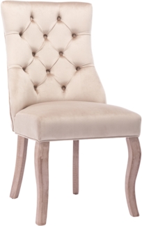 Merax Esszimmerstühle 2 Stk. Polsterstuhl Wohnzimmer mit Rückenlehne Beige Samt