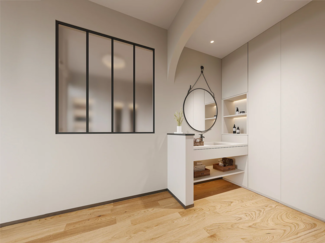 Vente-unique - Atelier-Glaswand - 120 x 130 cm - Aluminium & mattiertes Glas - Schwarz - BAYVIEW