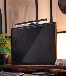 Quntis Klemmleuchte 40cm Monitor Lampe für Computer, Schreibtischlampe, Dimmfunktion, LED wechselbar, Tageslichtweiß, Mehrere Helligkeitsstufen, Screenbar dimmbar, Monitorlampe