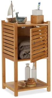 Relaxdays Badregal mit Tür, Bambus natur, 62,5 x 29 x 35 cm