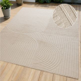 OTTO home Teppich Jola, In- und Outdoor geeignet, Hoch-Tief-Design, Scandi, rechteckig, Höhe: 9 mm, Hoch-Tief-Struktur, Zen, Wetterfest & UV-beständig, Balkon, Camping