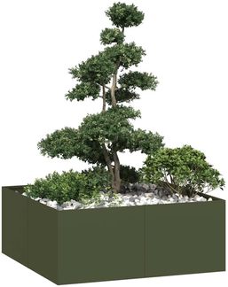 vidaXL Pflanzgefäß Olivgrün 100x100x40 cm Stahl 860818