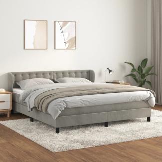 Doppelbett, Polsterbett mit Matratze Samt Hellgrau 160x200 cm