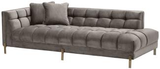 Casa Padrino Luxus Lounge Sofa Grau - Greige / Messingfarben 223x95 x H. 68 cm