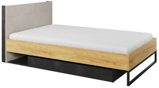 Bett Einzelbett Teen Flex 120x200 cm Hickory Natur Raw Steel betonfarben