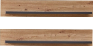 Stella Trading Memphis 2er Set Wandboard in Artisan Eiche Optik, Graphit FSC-Zertifiziert - Vielseitig einsetzbare Wandregale mit LED-Beleuchtung - 100 x 15 x 23 cm (B/H/T)