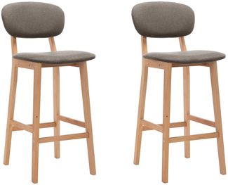 Barstuhl 2er Set, Küchenhocker, Barhocker Taupe Stoff