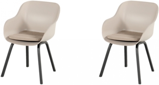 Hartman Le Soleil Element Dining Stuhl taupe mit schwarzem Gestell inkl. SEAQUAL Sitzkissen taupe