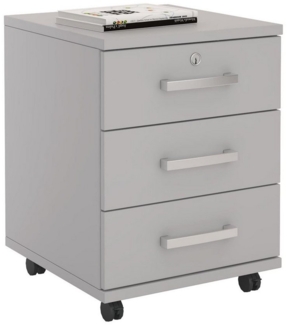 CARO-Möbel Rollcontainer Bürocontainer Büroschrank Vancouver, in lichtgrau, abschließbar mit 3 Schubladen, 44 x 58 x 45 cm