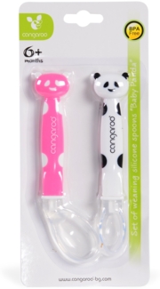Moni 2 Stück Babylöffel Panda F1607 Silikon, PP, ab 6 Monate, langer Griff rosa