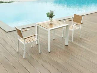 Vente-unique - NYROS Gartenessgruppe Metall BeigeWeiß - B 80 cm60 cm x H 75 cm85 cm x L 80 cm56 cm