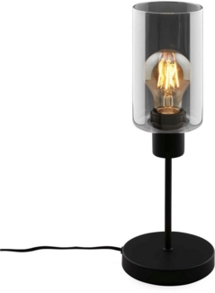 BRILONER – Nachttischlampe, Rauchglas, Kabelschalter Schreibtischlampe, Tischlampe E27 für Home Office, Leselampe, Schwarz