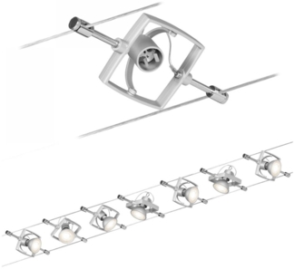 Paulmann No. 94152 Seilsystem Mac II Chrom matt mit 7 Spots ohne Leuchtmittel, max. 10W GU5,3