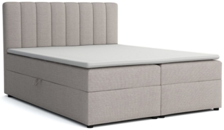 Deine Möbel 24 Boxspringbett VIKA Komplettbett Polsterbett Boxbett Bonellfederkernmatratzen H3 (Boxbett Taschenfederkern-Matratzen H4 optional, 3-St, Matratzen H3 / H4 zur Auswahl, Beige Grau Hellgrau Dunkelgrau Schwarz), inkl Topper Bettkästen, 120x20...
