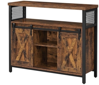 Vasagle Sideboard mit 2 Schiebetüren, Holz vintagebraun/schwarz, 100 x 33 x 80(BxTxH)