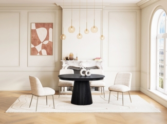 Vente-unique - Ausziehbarer Esstisch 4-10 Personen - Eschenfurnier - Schwarz - LATSURY