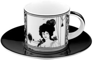 Handgearbeitete Moccatasse aus Porzellan mit einem Motiv von Audrey Beardsley Portrait 0,09 Ltr. - feinste Qualität aus der Tettau Porzellanfabrik - wunderschöne Espressotasse