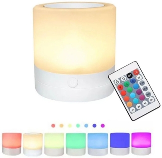 PRIISF LED Tischleuchte RGB Nachttischlampe Touch Dimmbar Tischlampe 7 Farbmodi Nachtlicht USB, Weiß,Wiederaufladbar, LED fest integriert, 7 Farbwechseln, Warmweiß, RGB, Dekoleuchte Dimmfunktion Atmosphä Nachtlampe Schlafzimmer Wohnzimmer